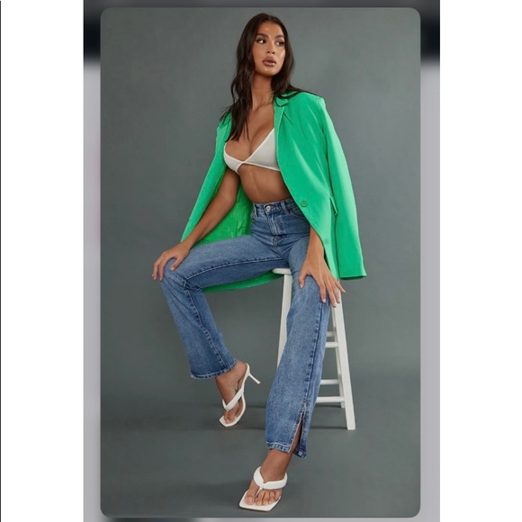 PrettyLittleThing Denim - *Never Worn Before* Tall Mid Wash Split Hem Jeans- PrettyLittle Thing